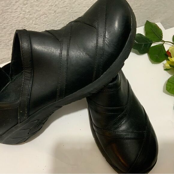MERRELL Black Leather Select Fresh Air Cushion Mules Clogs 9.5 - Picture 4 of 10
